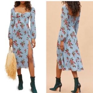REFORMATION Shelby Floral Dress in blue
